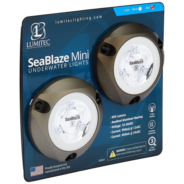 Lumitec SeaBlaze Mini Underwater LED Boat Lights - Marine Grade, Fishing, Dinghy, Skiff - Sold as a Pair